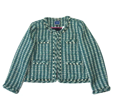Chaqueta de Dama J.Crew Nueva con Etiquetas en Blazer de Tweed Metálico Jade Esmeralda Picante 16 Foto 1 de 4