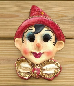 Venetian Mask Handmade In Italy Casanova Long Nose Pinocchio Wall Papier-mâché - Picture 1 of 7
