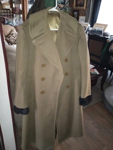 Original Early WW2 U.S. Army Patched OD Wool Overcoat 1940 Signed Support Staff - Picture 1 of 8
