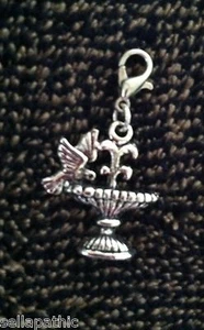"Dije de baño de pájaros 3D jardín de hadas terrario soportes de plata marcador pulsera 7/8" - Imagen 1 de 2