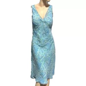 Ann Taylor Vintage Dress Size 10 Blue Green Paisley Silk Y2K Fairycore Mermaid - Picture 1 of 9