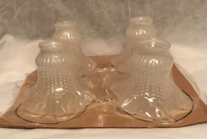 New Set Of 4 Frosted Ruffle Glass Vanity Ceiling Fan Lamp Shades - Picture 1 of 8