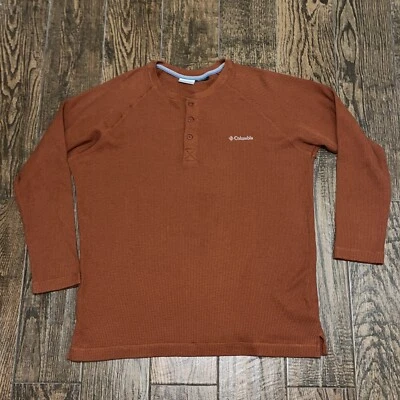 Columbia Mens Omni-Wick Waffle Longsleeve Rust Thermal Henley Size. XL - Image 1 of 2