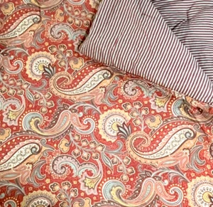 Ralph Lauren LRL Comforter Full/Queen Red Paisley VTG Pirouette Reverse Stripe - Picture 1 of 8