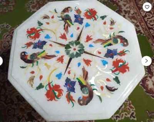 12'' white Marble Table Top Corner Coffee Antique mosaic Inlay home decor q11 - Picture 1 of 4