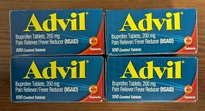LOT OF 4 ADVIL 100CT IBUPROFEN TABLETS 200MG EACH - 400 TABLETS TTL EXP 04-2025 - Picture 1 of 2