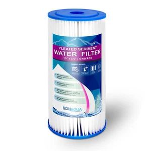 Big Blue Pleated Sediment Water Filter Washable 5 Micron Cartridges 4.5 x 10 - Picture 1 of 6