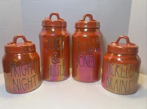 Rae Dunn Artisan Collection schillernd orange Halloween Kanister - 4er Set - Bild 1 von 14