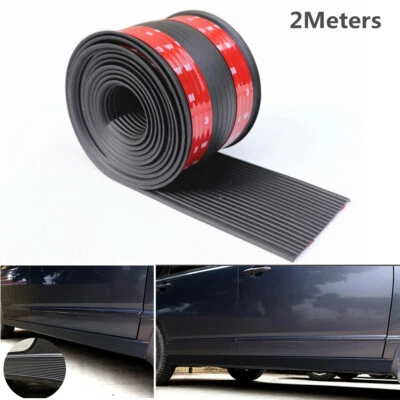 Rubber Car Side Skirt Anti-Collision Protect Strip Scuff Plate Door Sill Strip - Image 1 of 4