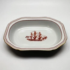 Copeland Spode Trade Winds rojo cuenco vegetal rectangular velero borde dorado - Imagen 1 de 10