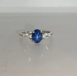 Blue Lindy Star Ring Handmade 925 Sterling Silver - Picture 1 of 8