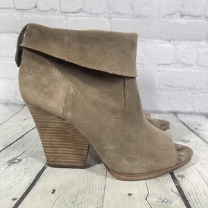 Vince Camuto Bootie Women’s Size 8 1/2 Gray Suede Open Toe Block Heel Zip - Picture 1 of 14