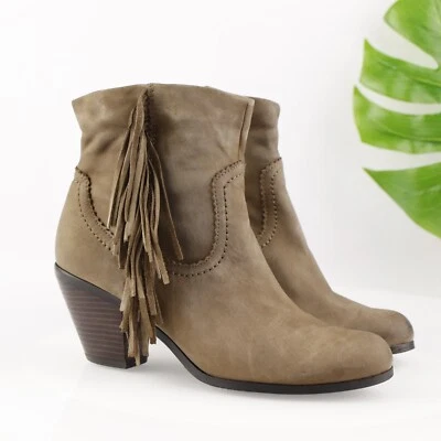 Bota Louie Sam Edelman para mujer talla 8,5 cuero tostado botín con flecos occidentales Foto 1 de 4