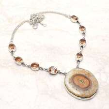 Solar Agate Morganite Gemstone Ethnic Handmade Necklace Jewelry 39 Gms AN 9920