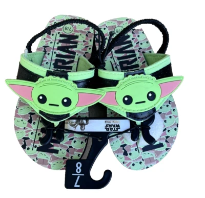 Sandálias de praia Star Wars Mandalorian Yoda chinelos meninos jovens tamanho 7/8 novas - Imagem 1 de 4