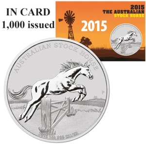 AUSTRALIA 1 Dollar 2015 Silver 1oz. Frosted BU 'Stock Horse' In Display Card - Picture 1 of 3