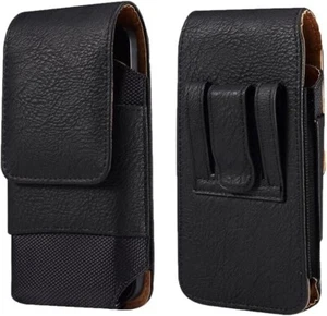 Para Consumer Cellular Iris Connect - Estuche vertical para tarjetas de cuero negro - Imagen 1 de 8