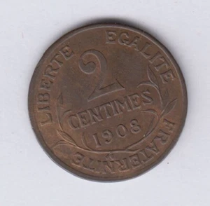 FRANCE 2 Centimes 1908 copper BU grade (fra1826) - Picture 1 of 2