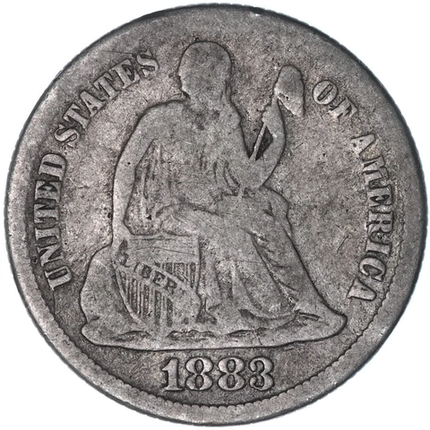 1883 (P) Seated Liberty Dime 90% Silver Very Good VG See Pics V438 Cover