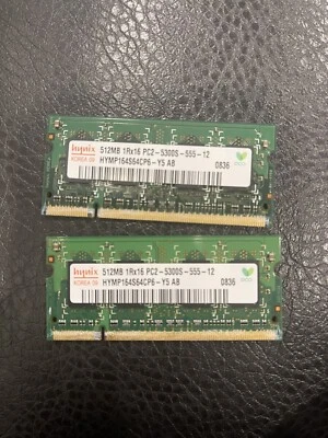 Hynix 1GB (512MB x2) PC2-5300S-555-12 HYMP 164S64CP6-y5 AB Laptop Memory OEM - Image 1 of 3