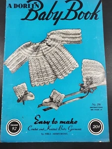VINTAGE A DOREEN BABY BOOK BONNET SWEATER CROCHET PATTERN FREE SHIPPING - Picture 1 of 2