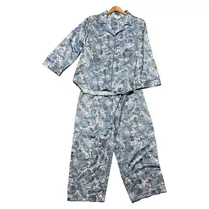 Conjunto de pijama Miss Elaine pequeño aguamarina/azul cachemira cuello XL cómodo conjunto de 2 piezas - Imagen 1 de 8