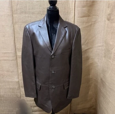 Nuevo sin etiquetas Chaqueta Blazer Stafford Marrón Cuero Suave 3 Botones Abrigo Deportivo Para Hombre XL Foto 1 de 4