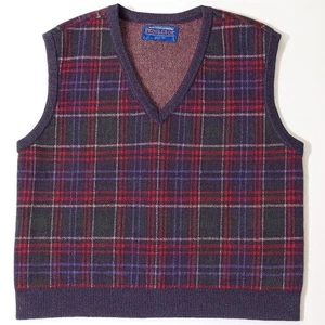 Vintage Pendleton Sweater Vest Mens L Wool Grandpa Holiday 90s Casual Plaid VTG - Picture 1 of 5