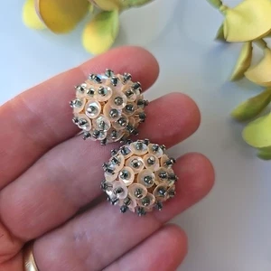 Vintage Pailletten Kuppel Ohrringe Schraubverschluss - Bild 1 von 3