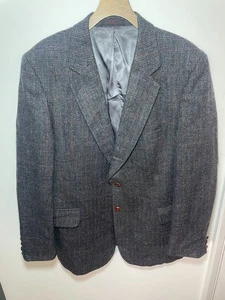 Vintage Yorkshire Square Tweed 100% Wolle Sport Mantel Blazer Herren 44R Grau Kariert - Bild 1 von 11
