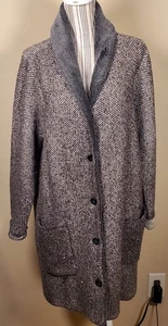 J. Jill Rippstrick Button-Down Long Cardigan Pullover Fleecekragen Gr. L grau - Bild 1 von 10