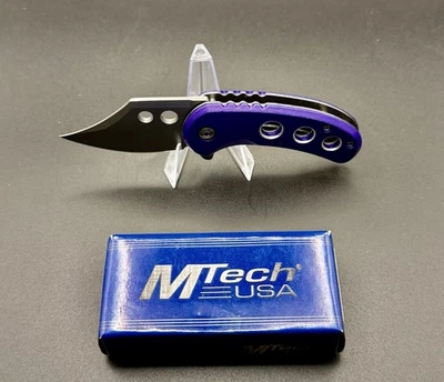 🟣 Cuchillo Plegable MTech USA Púrpura - Hoja Inoxidable con Diseño de Doble Agujero - Nuevo en Caja Foto 1 de 3