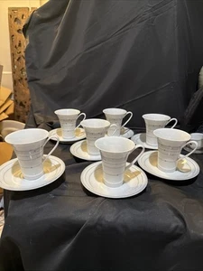rosenthal china Eternite Set Of 7 Flat Cup And Saucer Sets - Picture 1 of 12