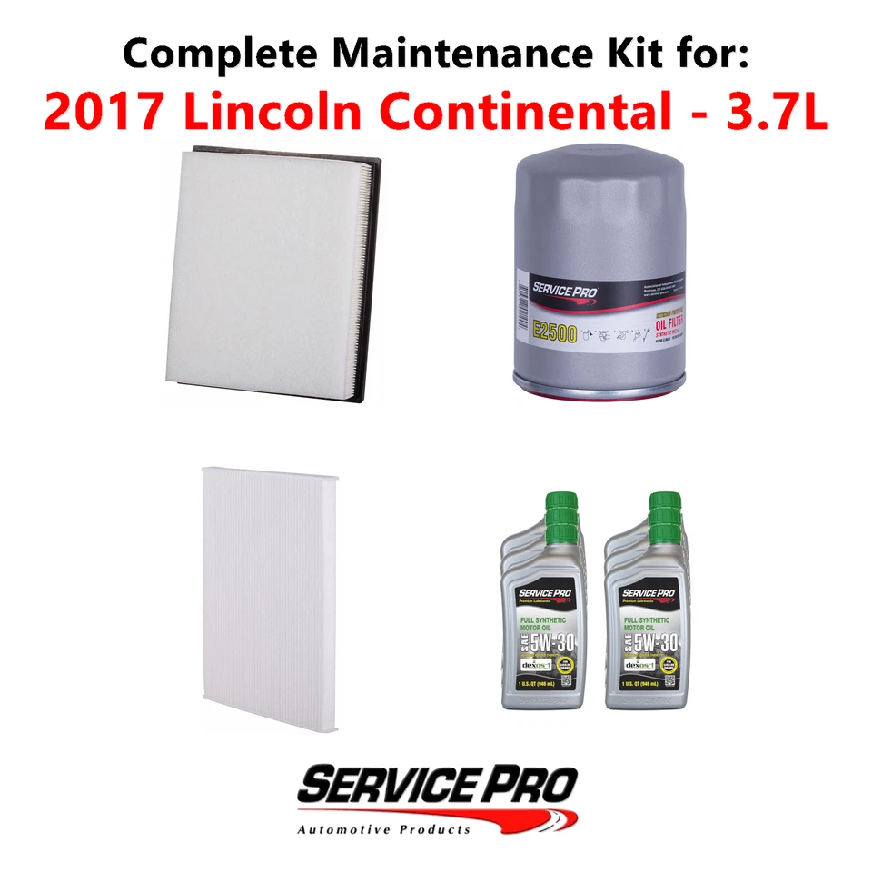 2017 Lincoln Continental 3.7L Complete Cabin, Air & Oil Filter Kit (5W-30) - Image 1 of 4