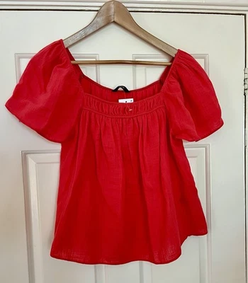 NEW Orange Summer Top with Angel Sleeves & Elasticated Neckline - Size S - 8/10 - Image 1 of 4