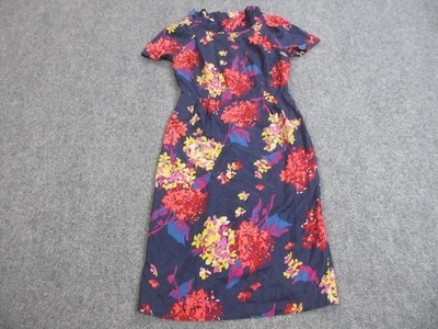 Vestido Boden para mujer 4 azul marino floral mezcla de seda manga corta ajuste midi acampanado WH699 Foto 1 de 4