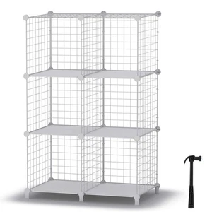 Wire Cube Storage, Storage Shelves 6 Cube Bookshelf Bookcase Closet Organizer... - Picture 1 of 8