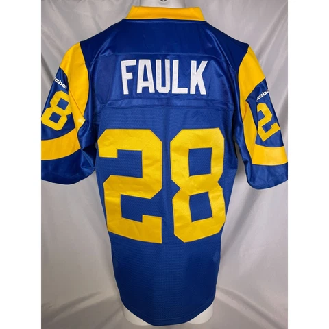 Marshall Faulk #28 St Louis Rams 1999 Reebok NFL Throwbacks Jersey Men's LARGE Cover