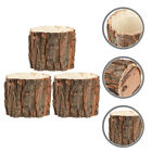 3pcs Pastoral Natural Rustic Bark Garden Tree Stump Flowerpot
