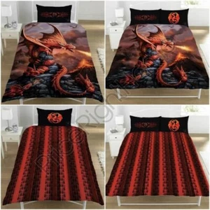 Anne Stokes Feuer Drachen Bettbezug Set Wendbar Bettwäsche - Einzel/Doppel - Bild 1 von 7