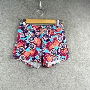 Riders Shorts Cotton Size 8 Blue Orange Fruit Hot Pants Zip Button Pocket - Picture 1 of 13