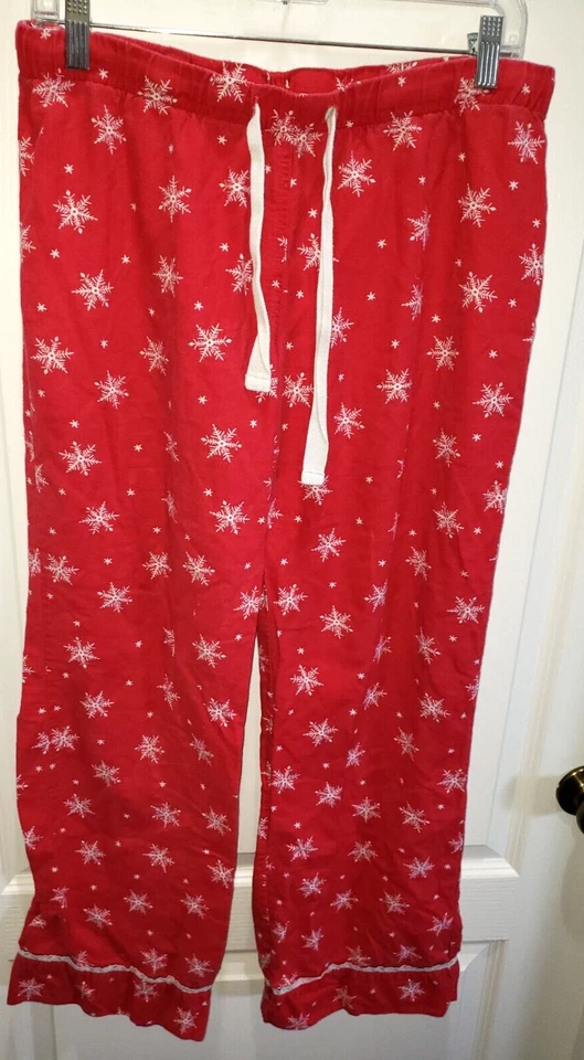GILLIGAN O'MALLEY red flannel SLEEP PANTS SNOWFLAKES cotton bottoms  — 第 1/1 张图片