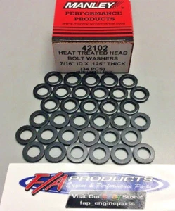 Hardened 7/16" All Chevy Ford Small Blk Head Bolt Washers Box Of 34 Manley 42102 - Picture 1 of 6