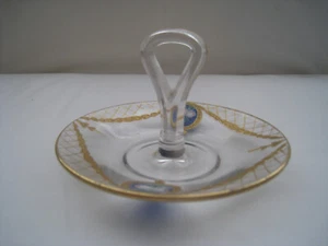 C. 1940’s DEPRESSION GLASS ERA HAND-ENAMELED GLASS BONBON CENTRAL 4”H HANDLE wit - Picture 1 of 3