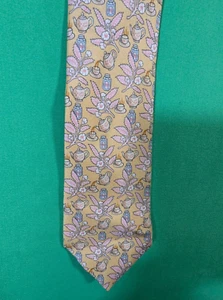 Authentic Hermes 100% Silk Flower and Tea Necktie Model 7536 IA - Picture 1 of 5