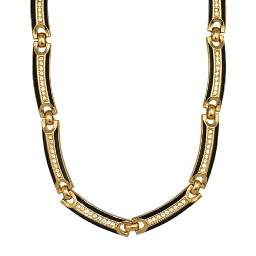 AUTENTICA COLLANA CHRISTIAN DIOR STRASS METALLO COLORE ORO VINTAGE F S