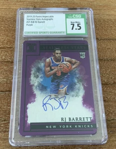 2019-20 Impeccable Stainless Stars Auto RJ Barrett Purple /49 CSG 7.5 Auto 10 T3 - Picture 1 of 2
