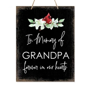 Memorial Hanging Gift Ribbon Sign for Loss of Loved One 12x15 -Memory of Grandpa - Picture 1 of 18