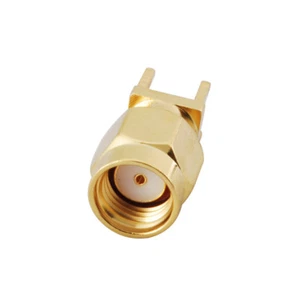 2x RP-SMA Male Thru Hole Solder Vertical PCB Mount Coaxial Connector - Picture 1 of 3