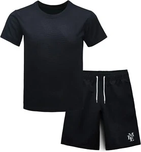 Boys’Rash Guard Set UPF 50+ Short Sleeve Swim 14-16, Black(short Sleeve) - Picture 1 of 6